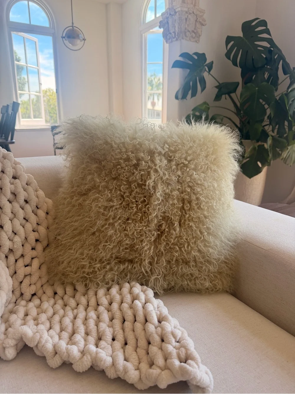 West Elm Mongolian Fur Throw Pillow